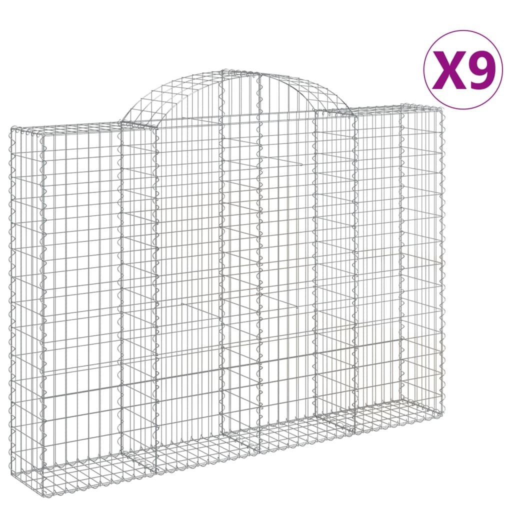 buede gabionkurve 9 stk. 200x30x140/160 cm galvaniseret jern
