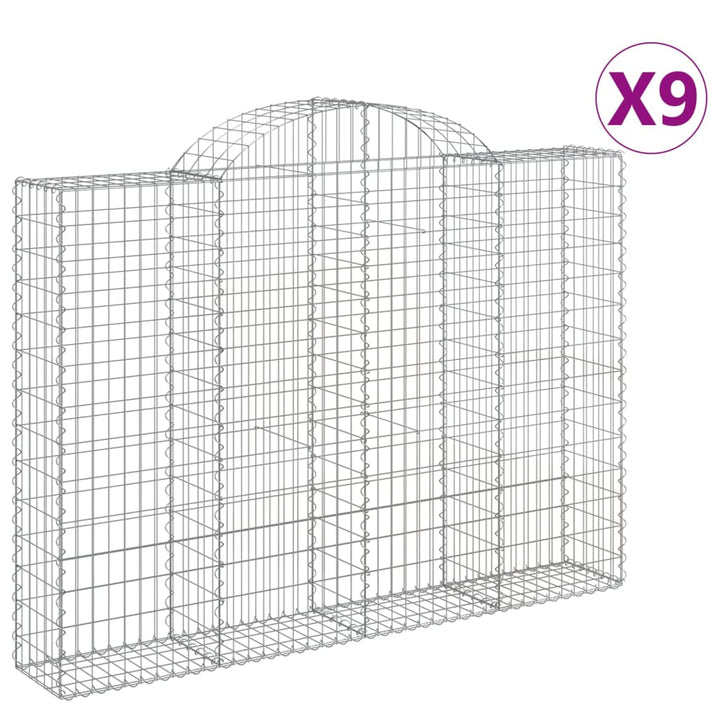 buede gabionkurve 9 stk. 200x30x140/160 cm galvaniseret jern