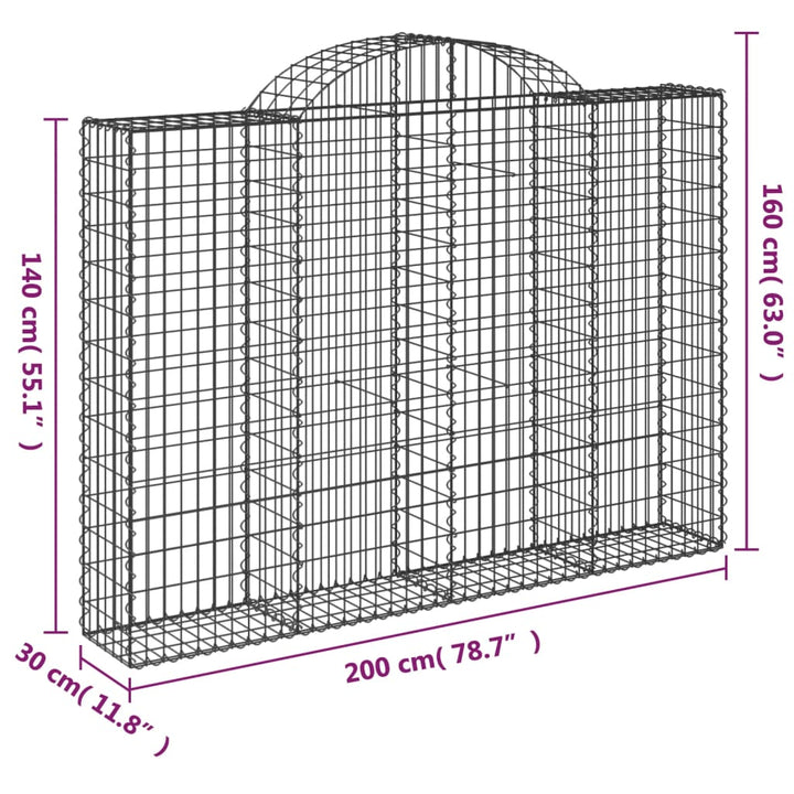 buede gabionkurve 9 stk. 200x30x140/160 cm galvaniseret jern