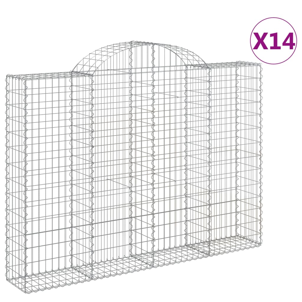 buede gabionkurve 14 stk. 200x30x140/160 cm galvaniseret jern