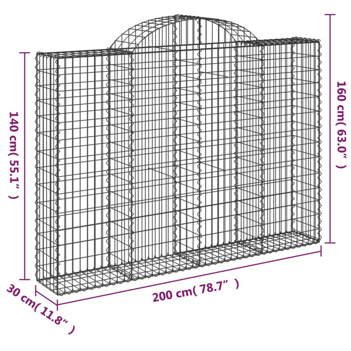buede gabionkurve 14 stk. 200x30x140/160 cm galvaniseret jern