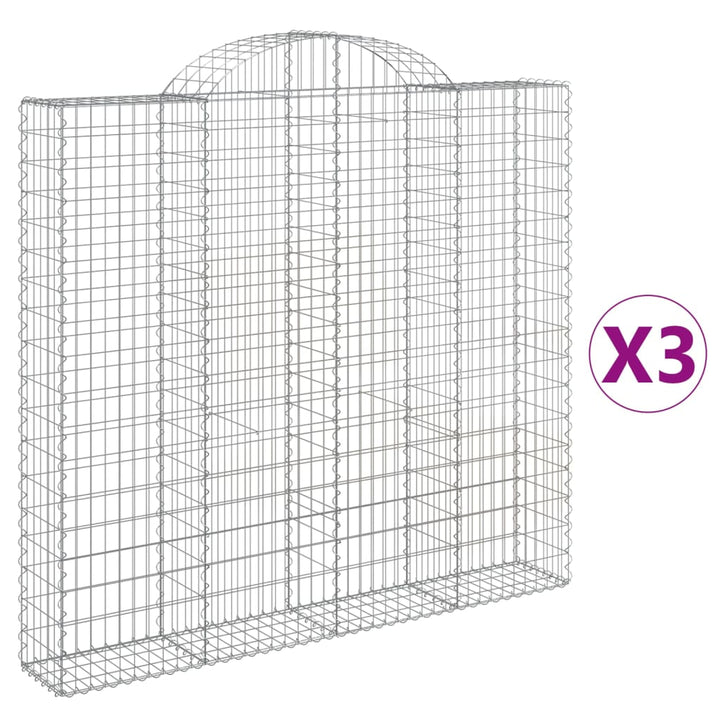 buede gabionkurve 3 stk. 200x30x180/200 cm galvaniseret jern