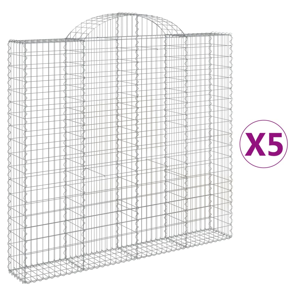 buede gabionkurve 5 stk. 200x30x180/200 cm galvaniseret jern