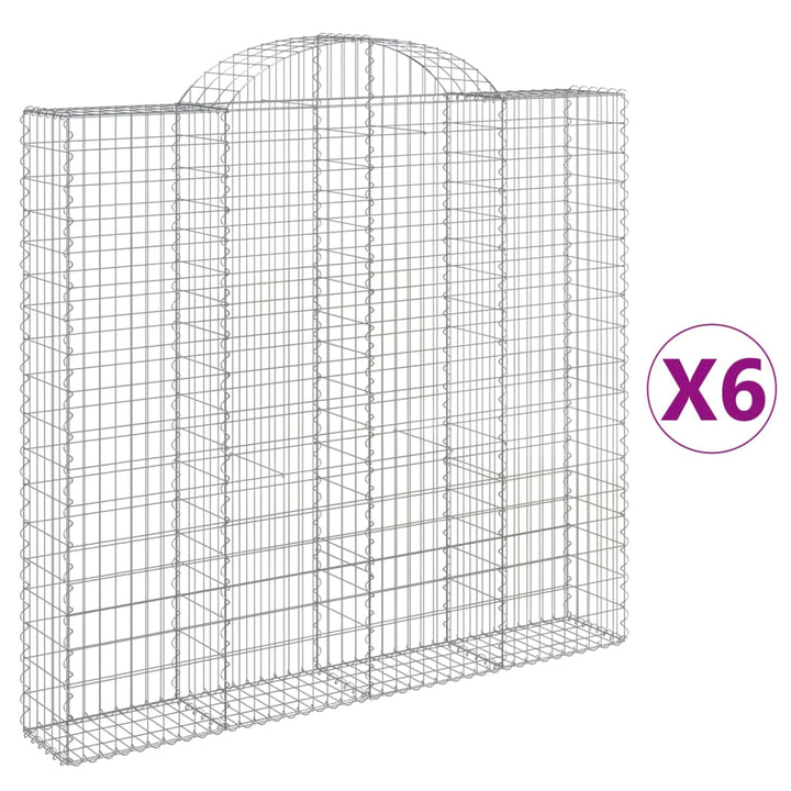 buede gabionkurve 6 stk. 200x30x180/200 cm galvaniseret jern