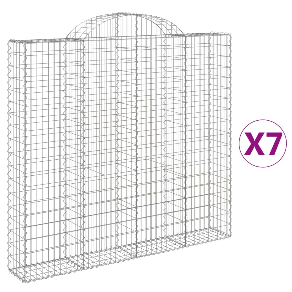 buede gabionkurve 7 stk. 200x30x180/200 cm galvaniseret jern