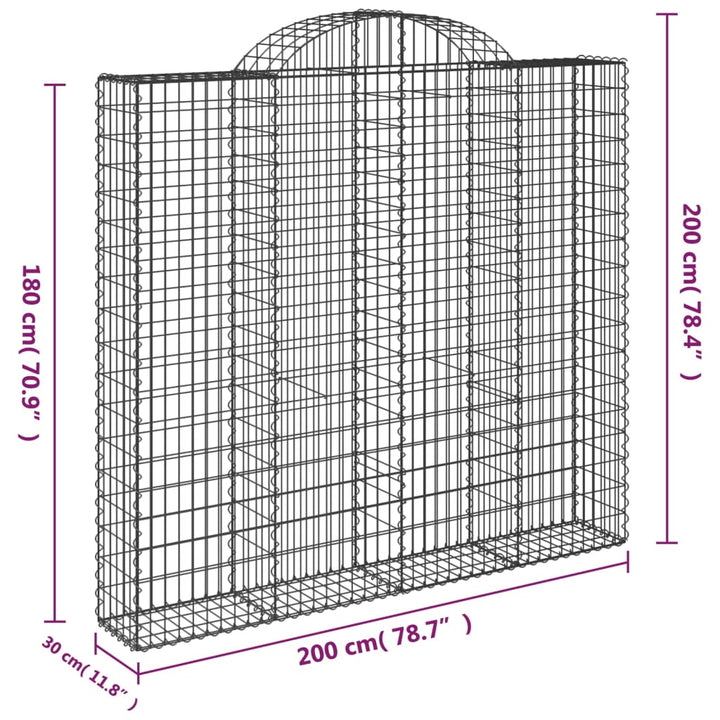 buede gabionkurve 7 stk. 200x30x180/200 cm galvaniseret jern