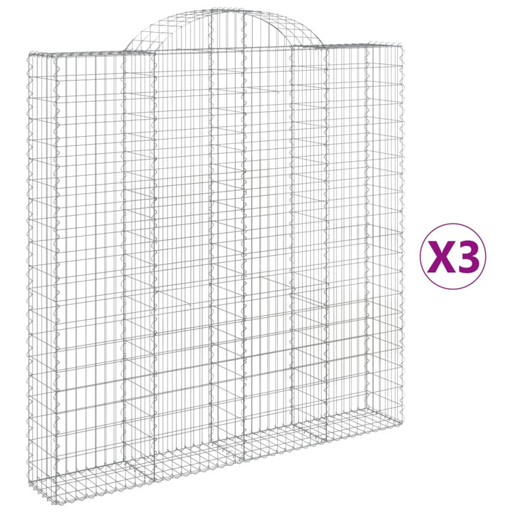 buede gabionkurve 3 stk. 200x30x200/220 cm galvaniseret jern