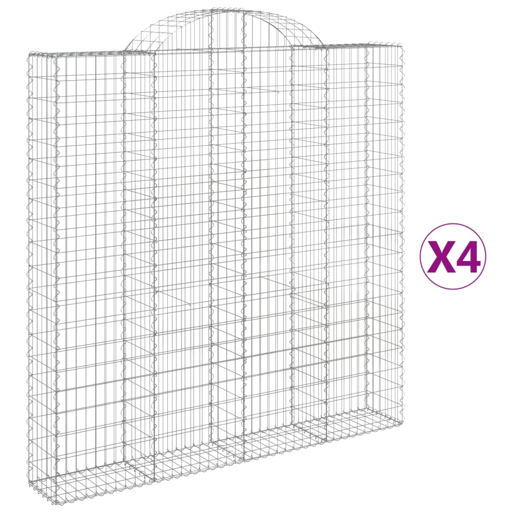 buede gabionkurve 4 stk. 200x30x200/220 cm galvaniseret jern