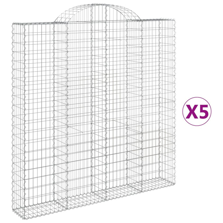 buede gabionkurve 5 stk. 200x30x200/220 cm galvaniseret jern
