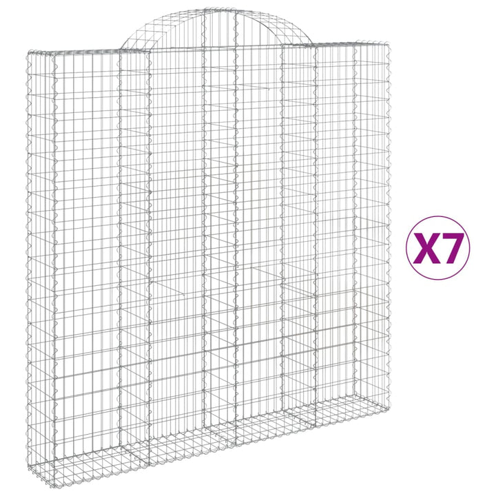 buede gabionkurve 7 stk. 200x30x200/220 cm galvaniseret jern