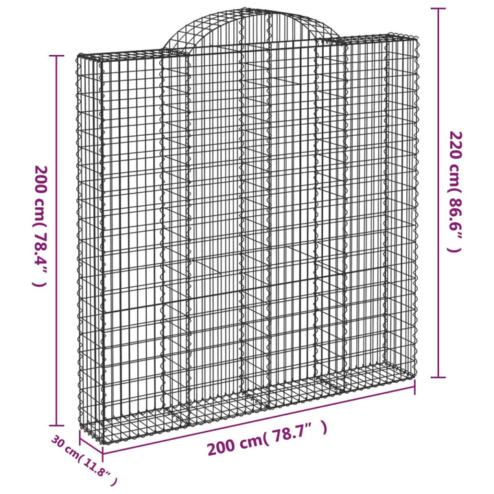 buede gabionkurve 7 stk. 200x30x200/220 cm galvaniseret jern