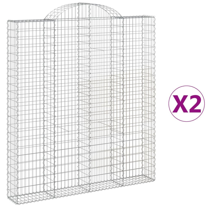 buede gabionkurve 2 stk. 200x30x220/240 cm galvaniseret jern