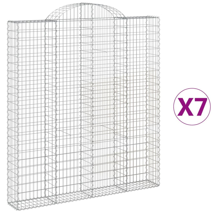 buede gabionkurve 7 stk. 200x30x220/240 cm galvaniseret jern