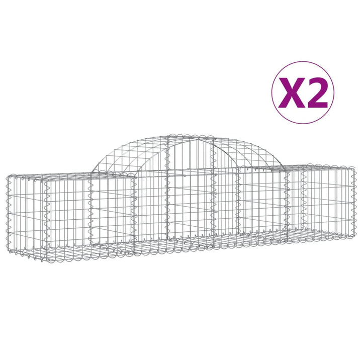 buede gabionkurve 2 stk. 200x50x40/60 cm galvaniseret jern