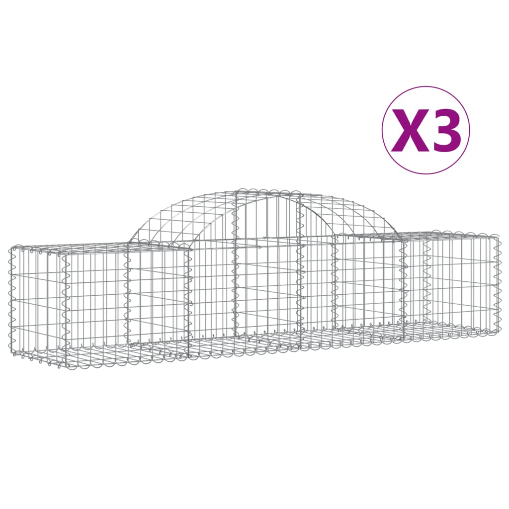 buede gabionkurve 3 stk. 200x50x40/60 cm galvaniseret jern