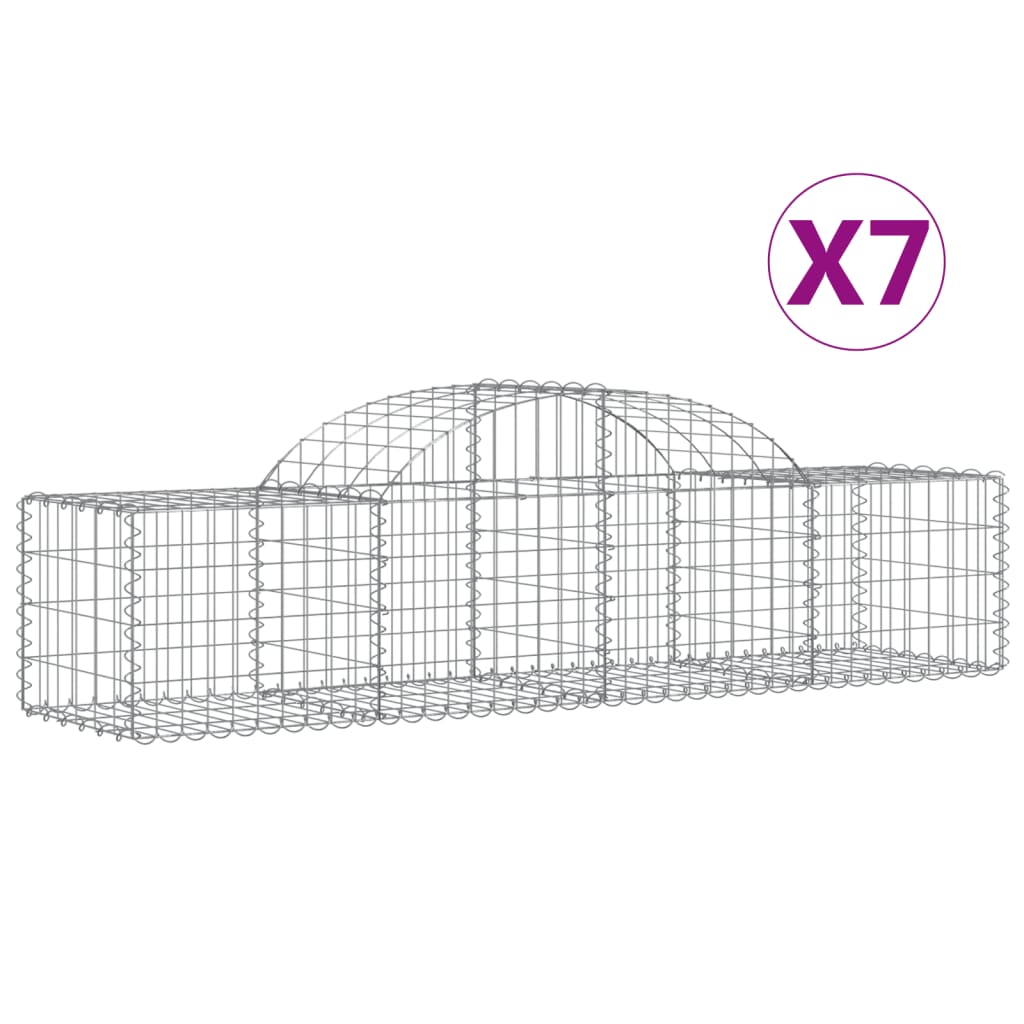 buede gabionkurve 7 stk. 200x50x40/60 cm galvaniseret jern