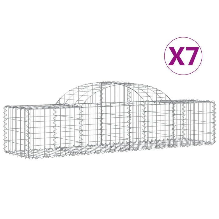 buede gabionkurve 7 stk. 200x50x40/60 cm galvaniseret jern