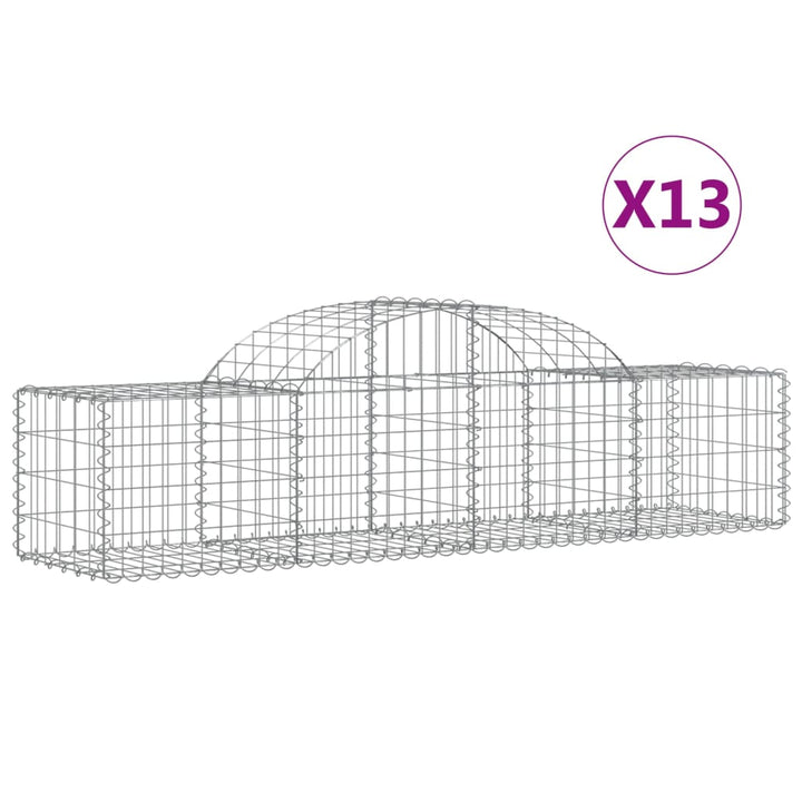buede gabionkurve 13 stk. 200x50x40/60 cm galvaniseret jern