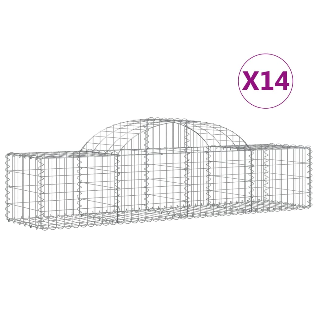 buede gabionkurve 14 stk. 200x50x40/60 cm galvaniseret jern