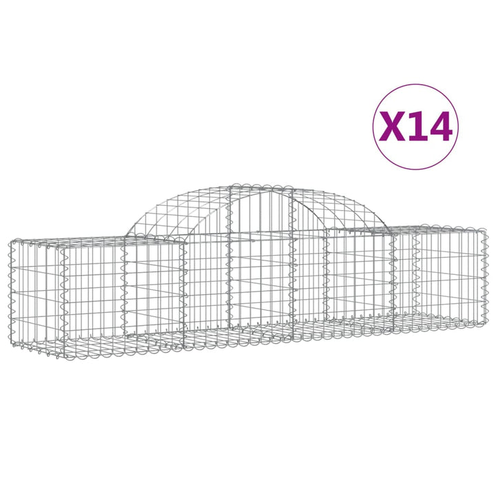 buede gabionkurve 14 stk. 200x50x40/60 cm galvaniseret jern