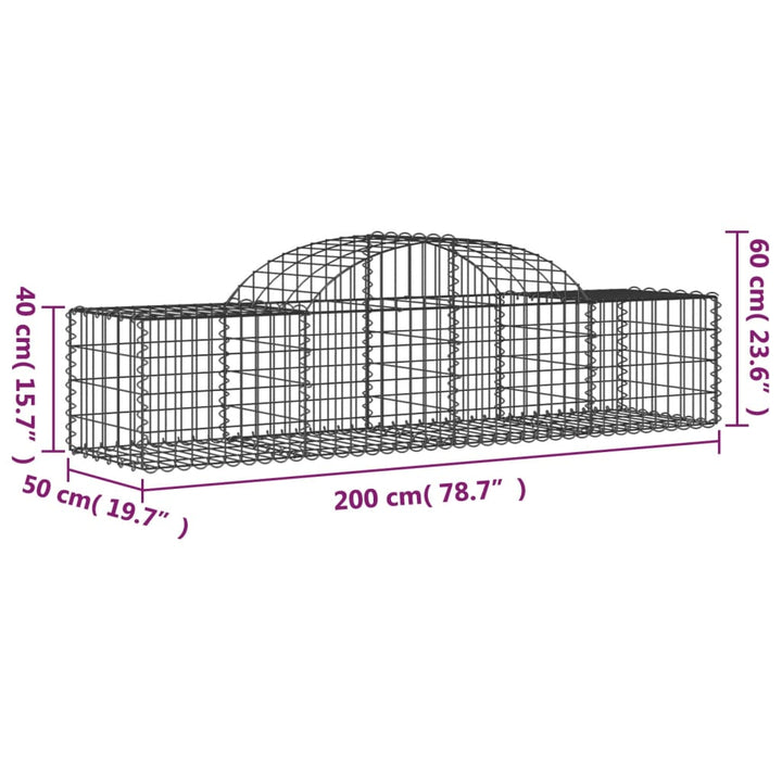 buede gabionkurve 14 stk. 200x50x40/60 cm galvaniseret jern