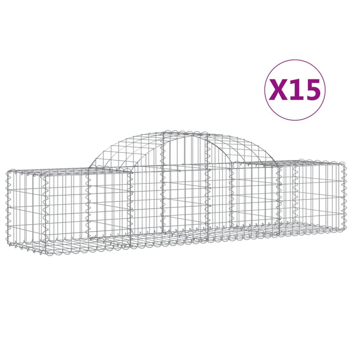 buede gabionkurve 15 stk. 200x50x40/60 cm galvaniseret jern