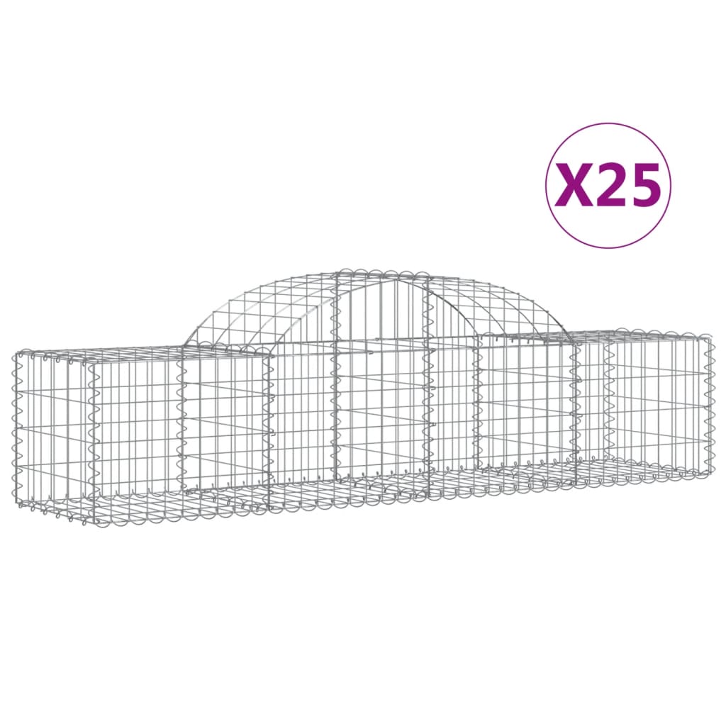 buede gabionkurve 25 stk. 200x50x40/60 cm galvaniseret jern