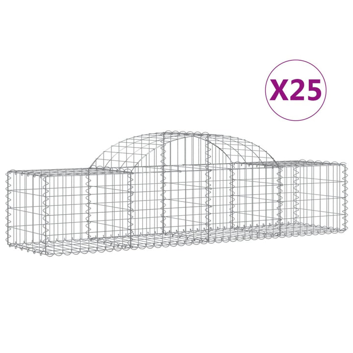 buede gabionkurve 25 stk. 200x50x40/60 cm galvaniseret jern