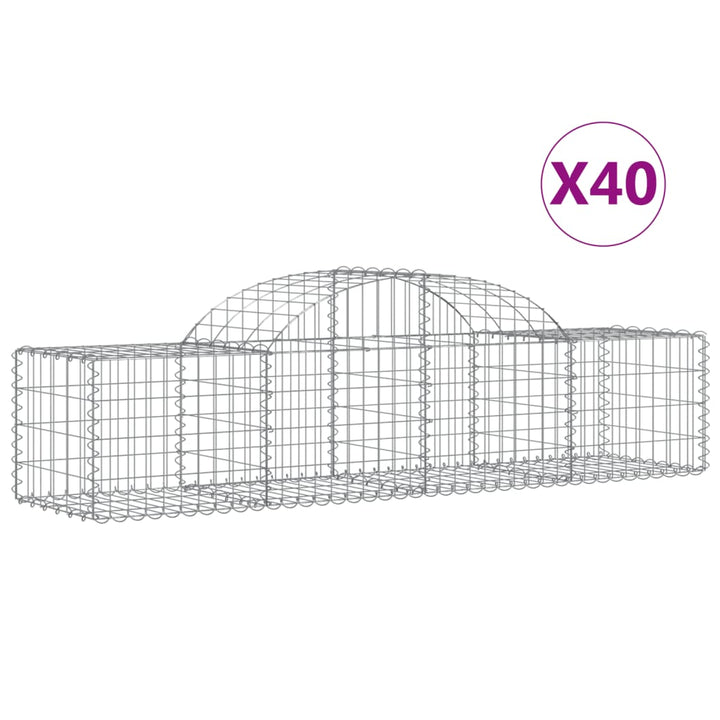 buede gabionkurve 40 stk. 200x50x40/60 cm galvaniseret jern