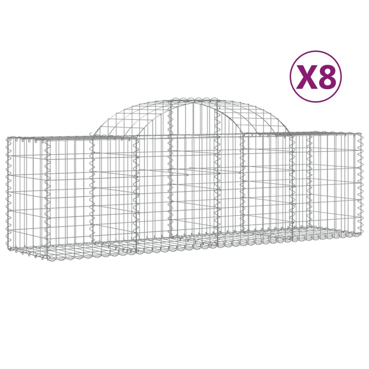 buede gabionkurve 8 stk. 200x50x60/80 cm galvaniseret jern