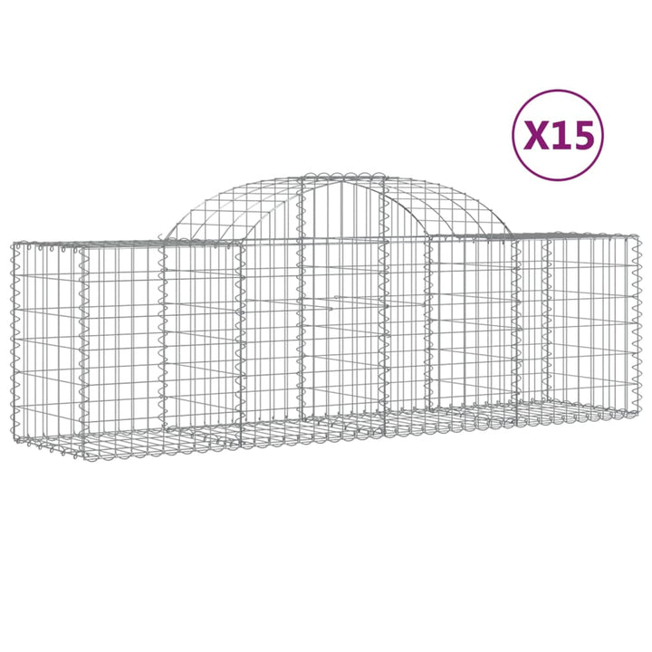 buede gabionkurve 15 stk. 200x50x60/80 cm galvaniseret jern