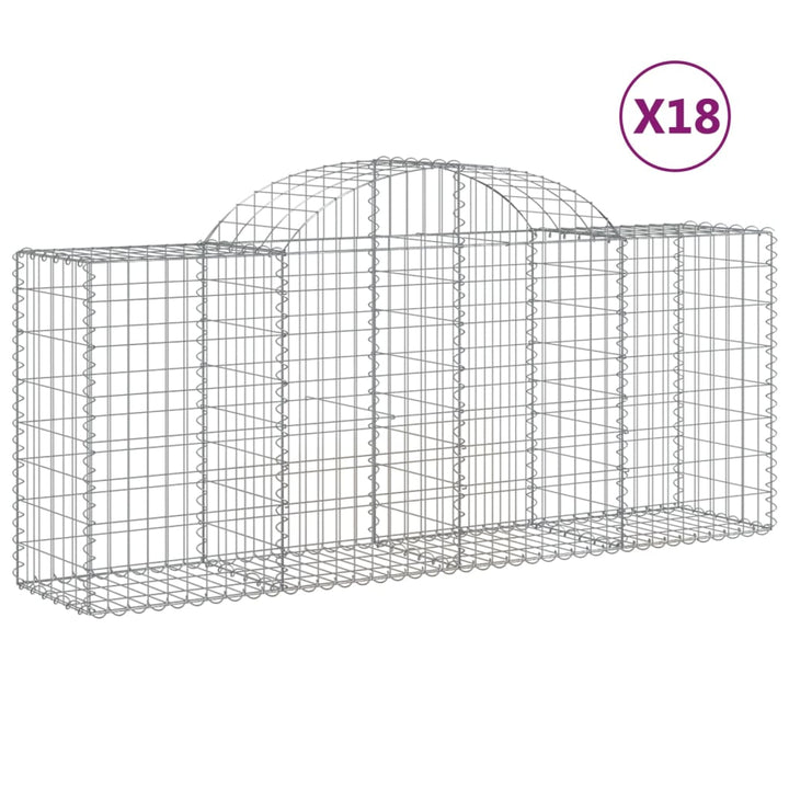 buede gabionkurve 18 stk. 200x50x80/100 cm galvaniseret jern