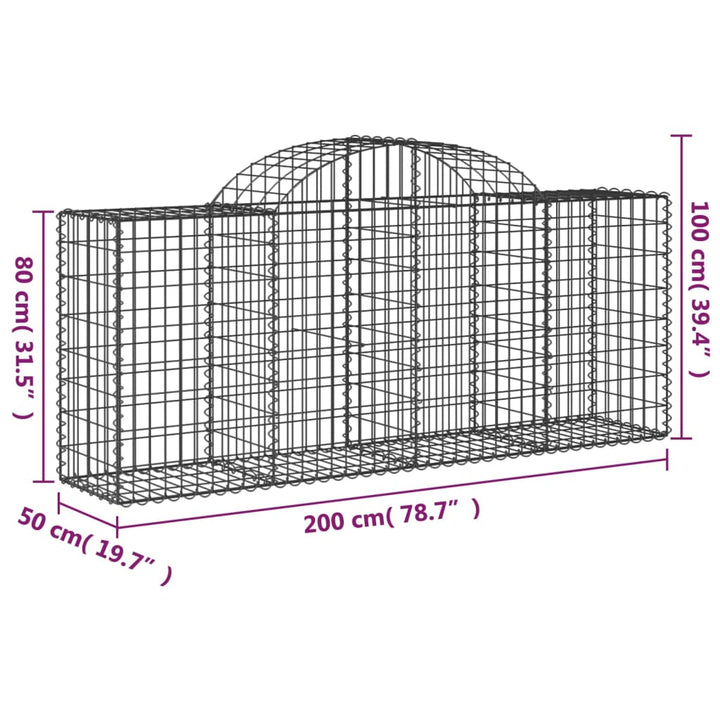 buede gabionkurve 30 stk. 200x50x80/100 cm galvaniseret jern