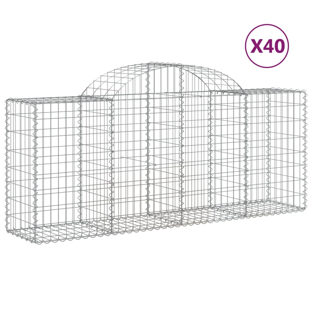 buede gabionkurve 40 stk. 200x50x80/100 cm galvaniseret jern