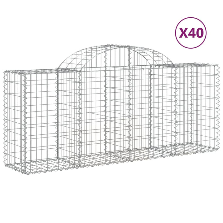 buede gabionkurve 40 stk. 200x50x80/100 cm galvaniseret jern