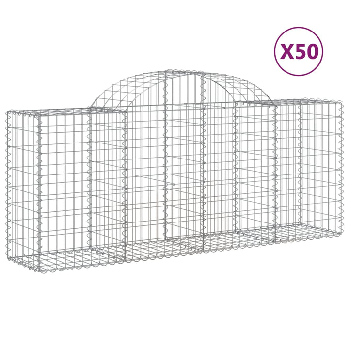 buede gabionkurve 50 stk. 200x50x80/100 cm galvaniseret jern