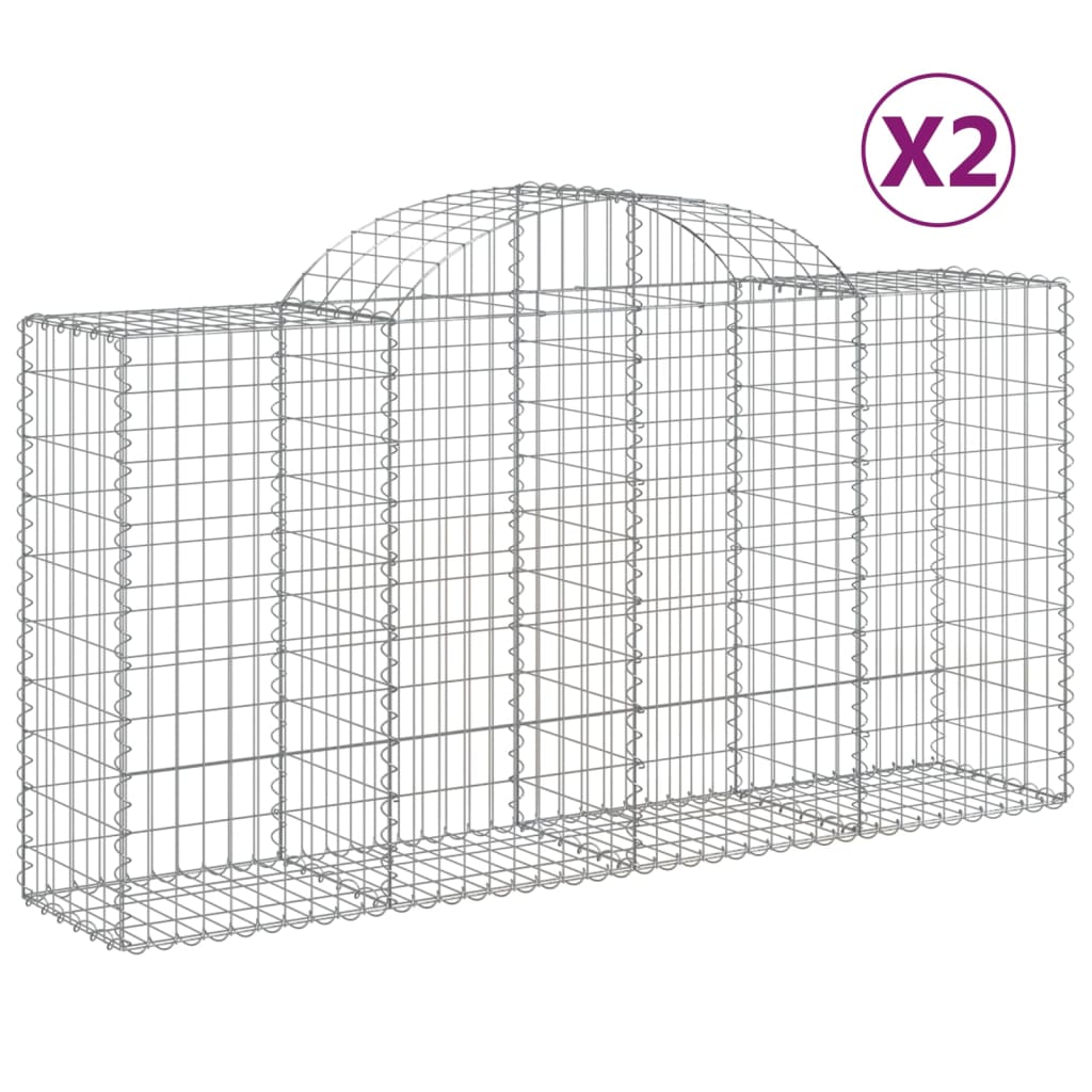 buede gabionkurve 2 stk. 200x50x100/120 cm galvaniseret jern