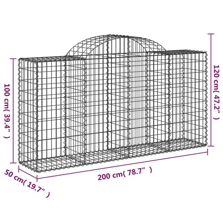 buede gabionkurve 2 stk. 200x50x100/120 cm galvaniseret jern