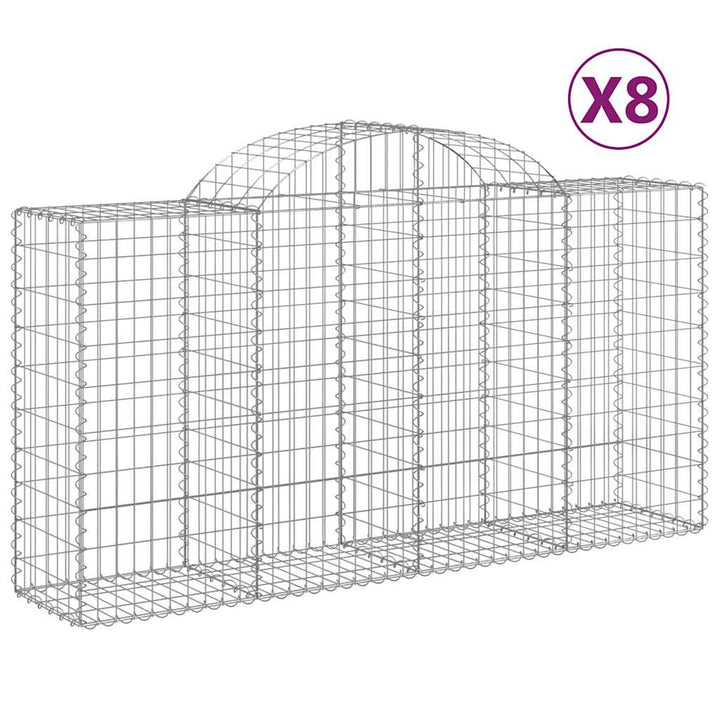 buede gabionkurve 8 stk. 200x50x100/120 cm galvaniseret jern