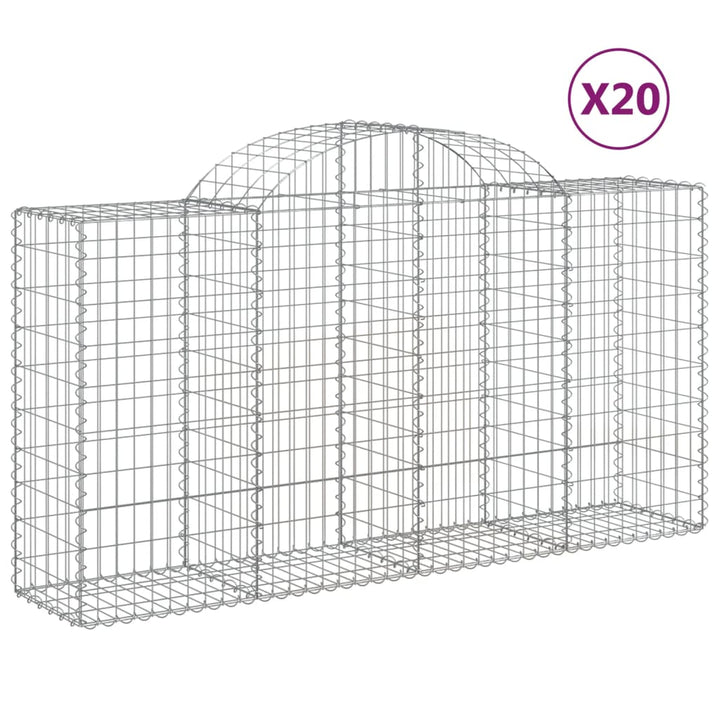 buede gabionkurve 20 stk. 200x50x100/120 cm galvaniseret jern
