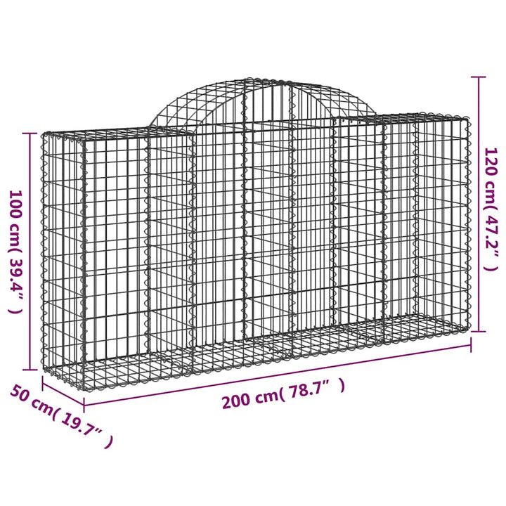 buede gabionkurve 40 stk. 200x50x100/120 cm galvaniseret jern