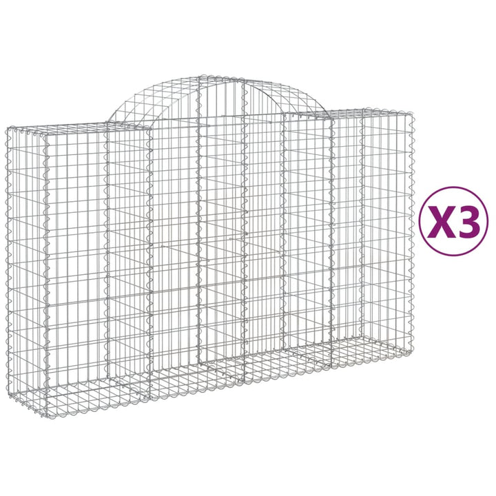 buede gabionkurve 3 stk. 200x50x120/140 cm galvaniseret jern