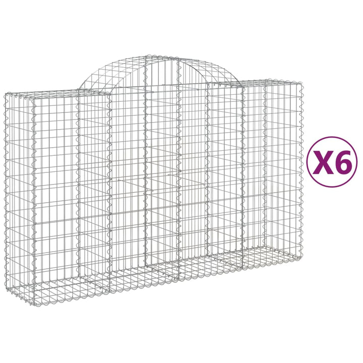 buede gabionkurve 6 stk. 200x50x120/140 cm galvaniseret jern