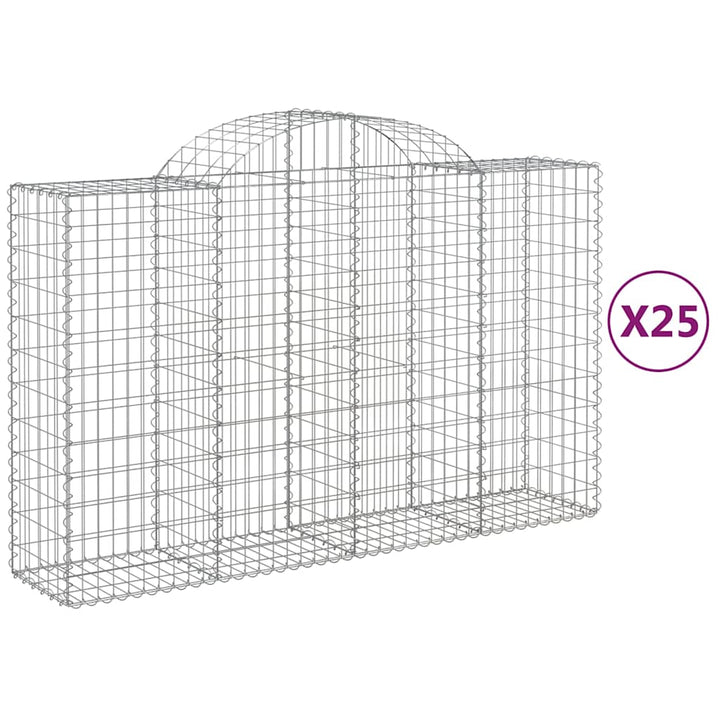 buede gabionkurve 25 stk. 200x50x120/140 cm galvaniseret jern