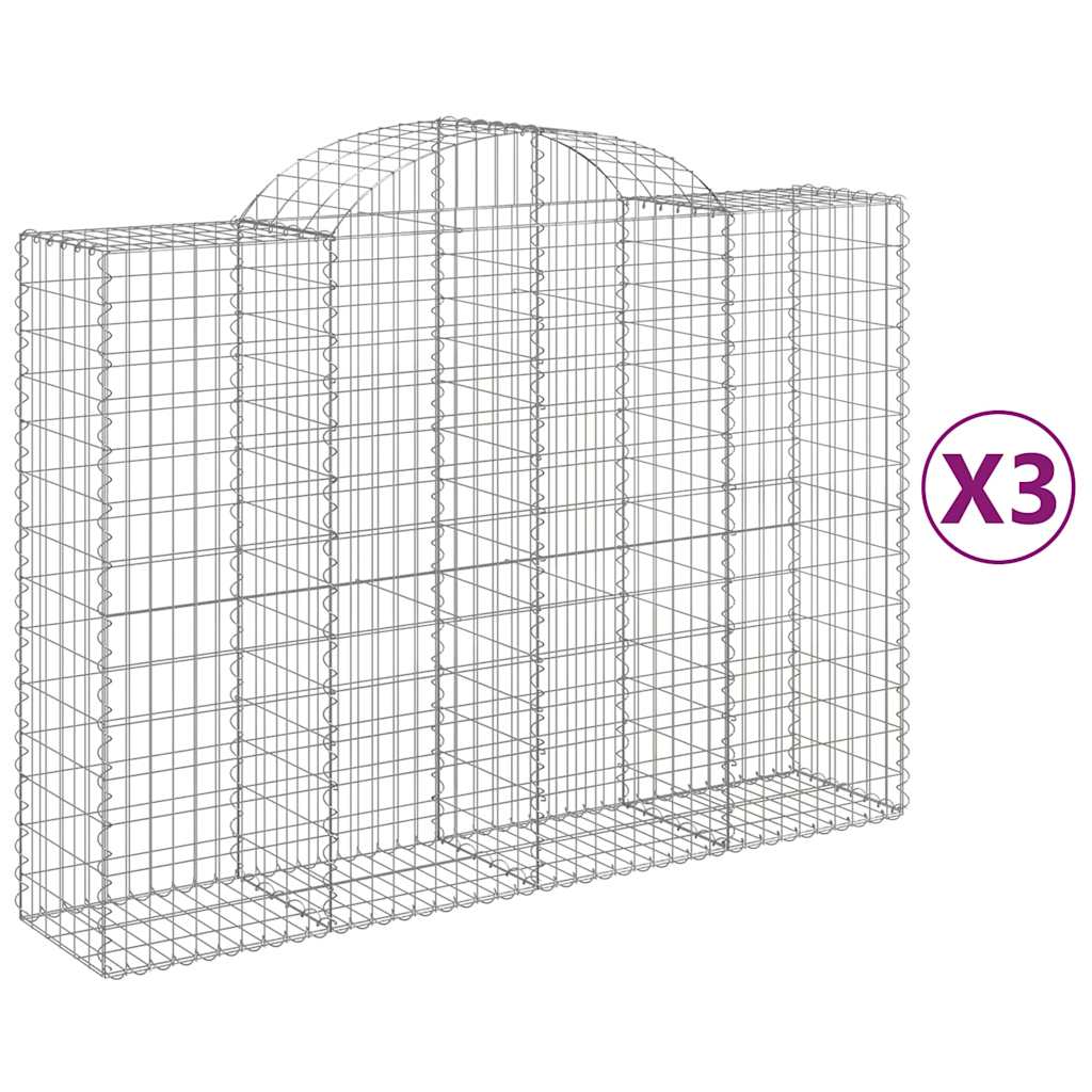buede gabionkurve 3 stk. 200x50x140/160 cm galvaniseret jern