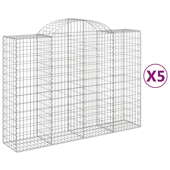 buede gabionkurve 5 stk. 200x50x140/160 cm galvaniseret jern