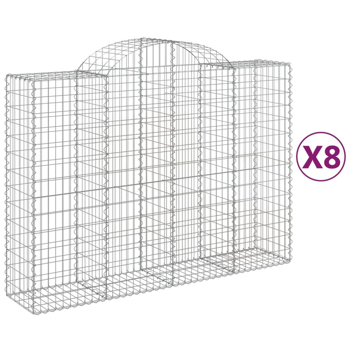 buede gabionkurve 8 stk. 200x50x140/160 cm galvaniseret jern