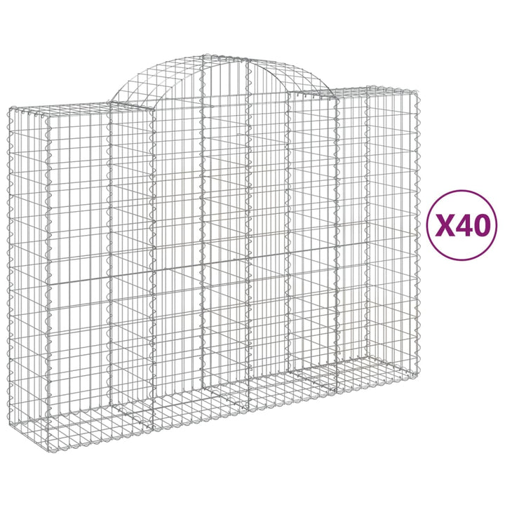 buede gabionkurve 40 stk. 200x50x140/160 cm galvaniseret jern