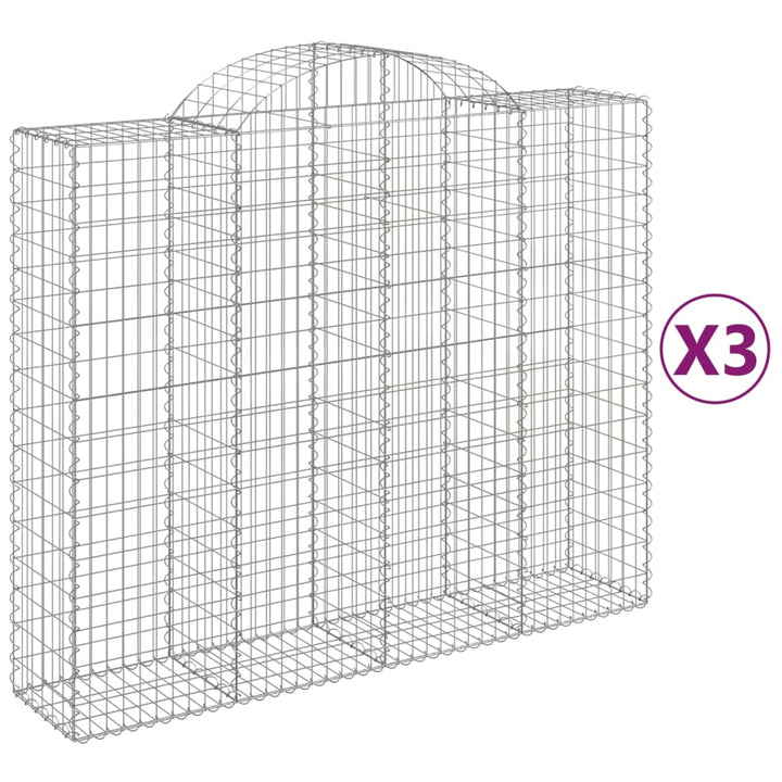 buede gabionkurve 3 stk. 200x50x160/180 cm galvaniseret jern