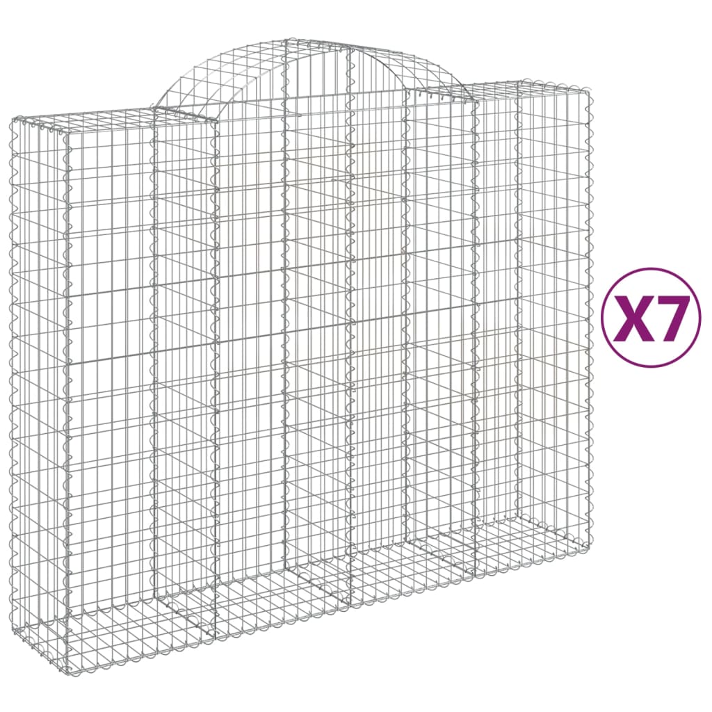 buede gabionkurve 7 stk. 200x50x160/180 cm galvaniseret jern